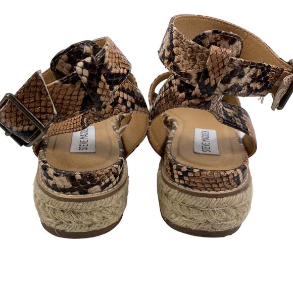 Steve Madden Gabrie Sandals Wedge Espadrille Snake Print Open Toe Womens 8M - Picture 3 of 10
